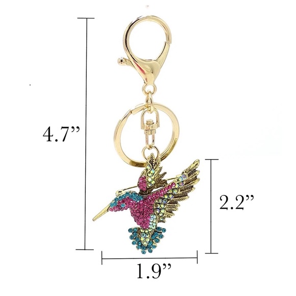 Beautiful Blue Crystal Hummingbird Keychain Charm - Picture 15 of 15